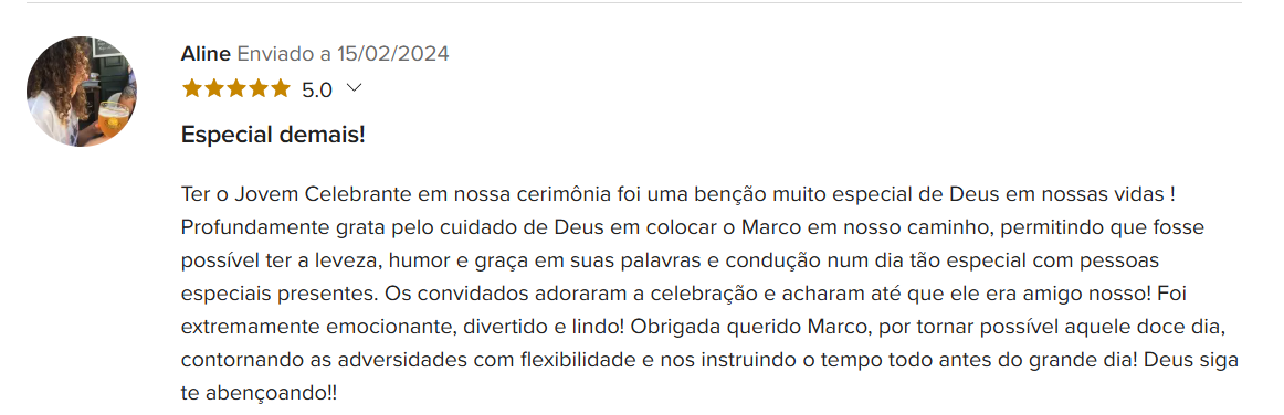 Depoimento 5 de casal celebrado por Marco Aurélio
