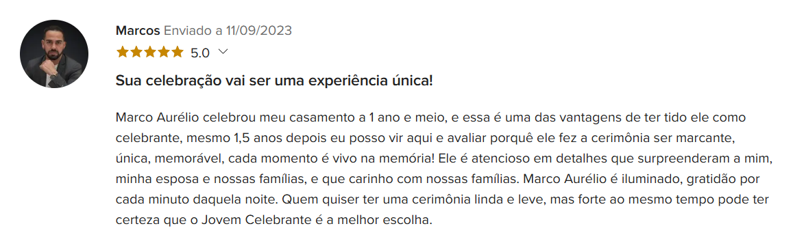 Depoimento 6 de casal celebrado por Marco Aurélio